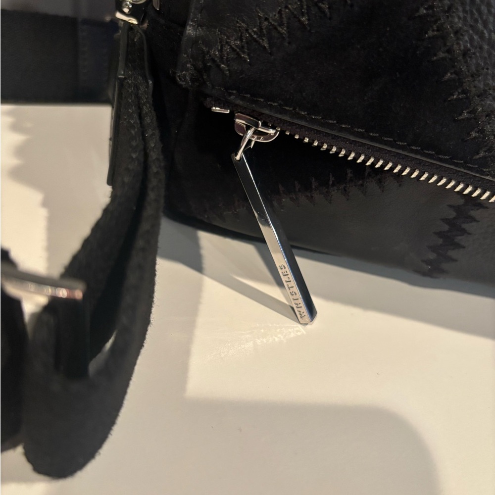 Whistles Black Quilted Patchwork Crossbody Bag - Picture 5 of 13